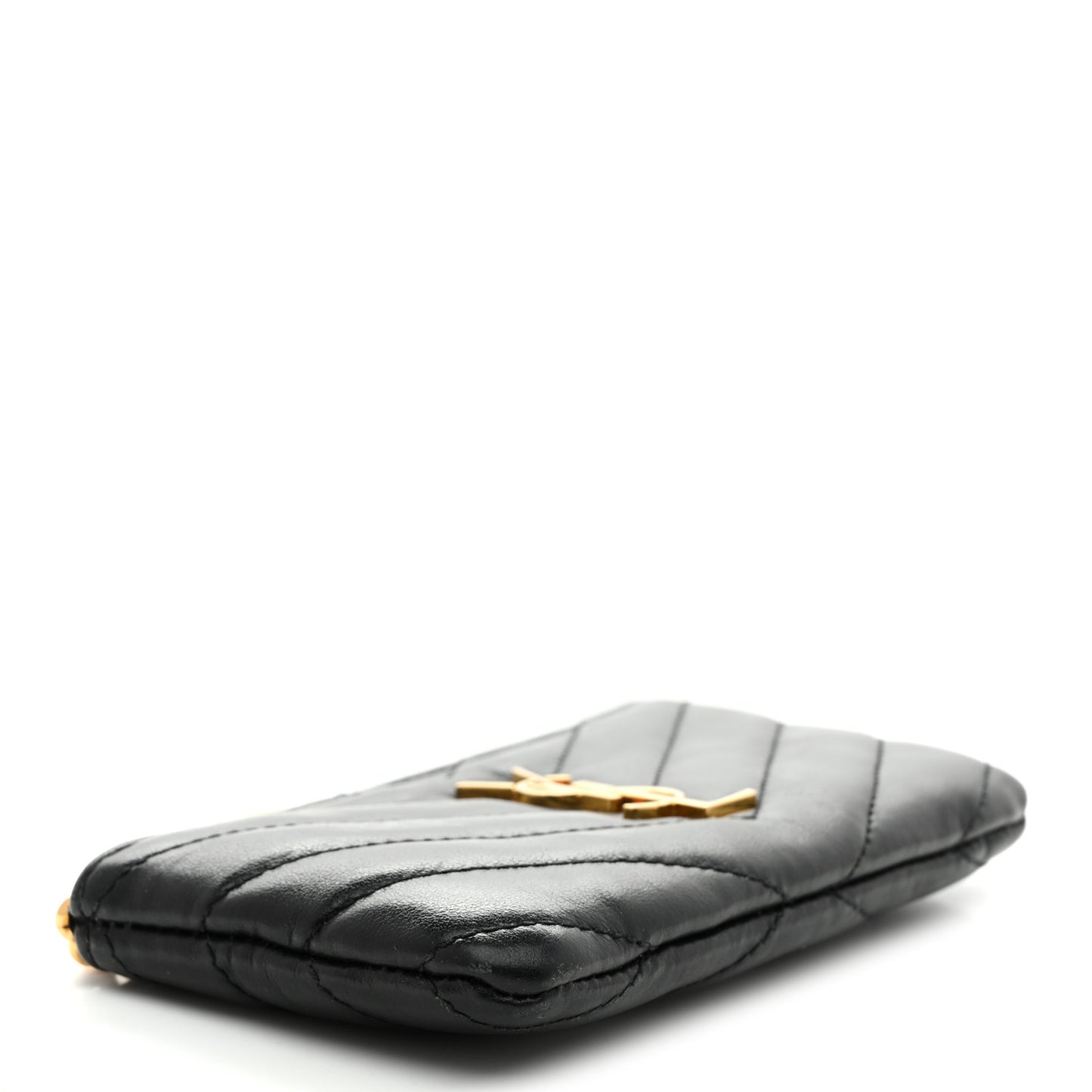 Calfskin Matelasse Monogram Key Pouch Black