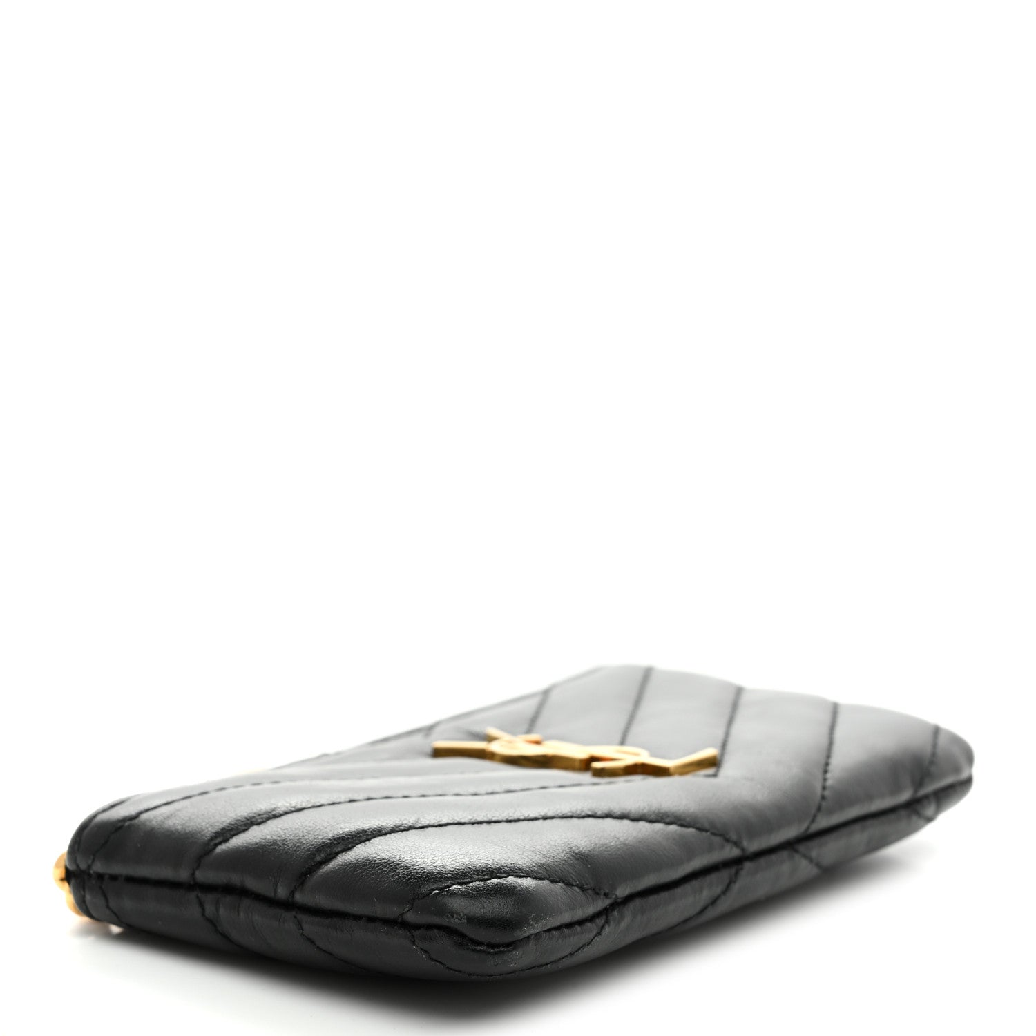 Saint Laurent Calfskin Matelasse Monogram Key Pouch Black 4 of 7