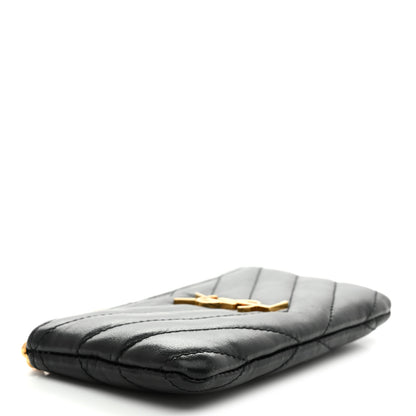 Saint Laurent Calfskin Matelasse Monogram Key Pouch Black 4 of 7
