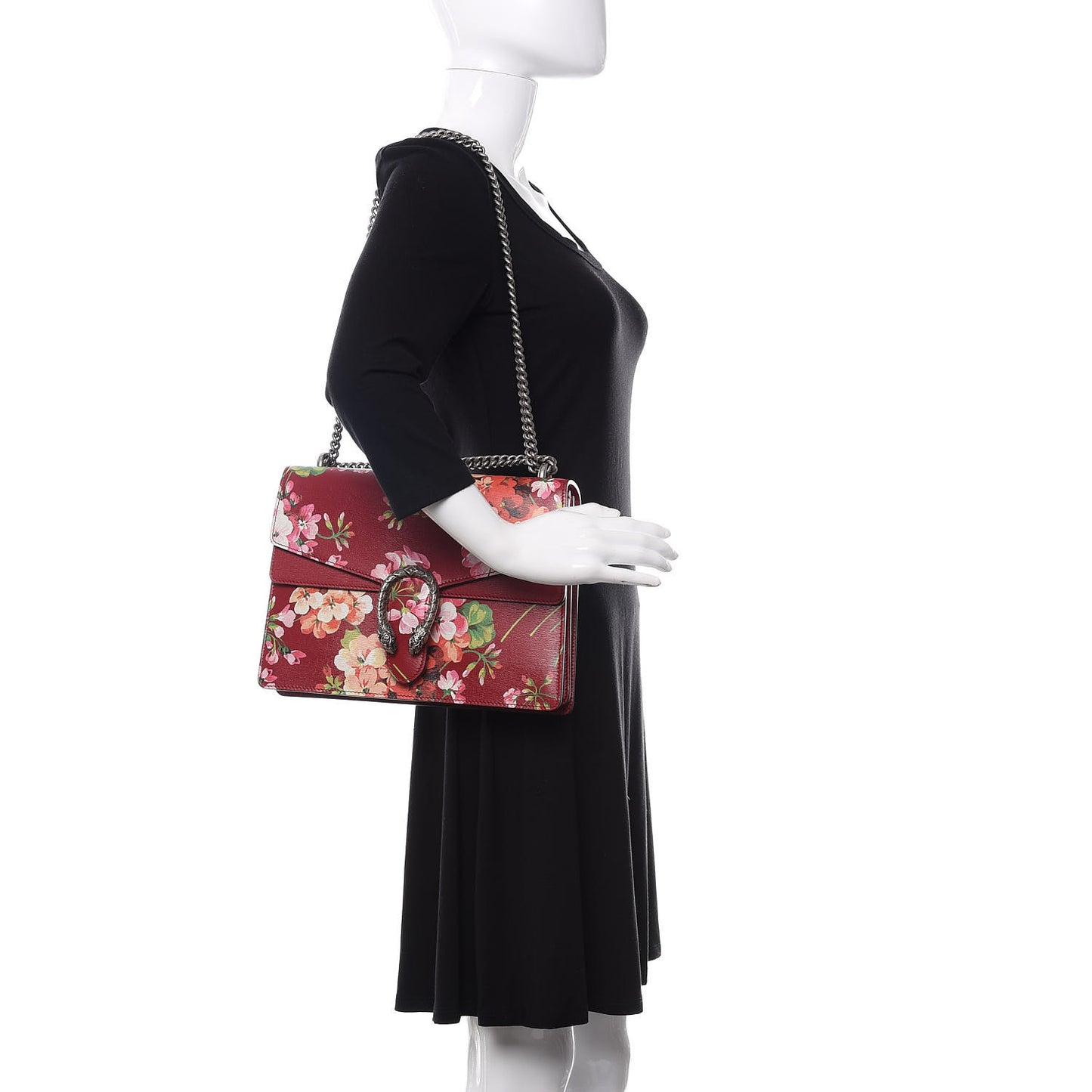 Calfskin Blooms Print Medium Dionysus Shoulder Bag Romantic Cherry Multicolor