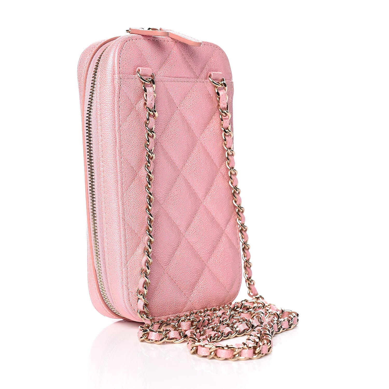 Chanel Iridescent Caviar Quilted Classic Clutch With Chain Pink 3 of 10