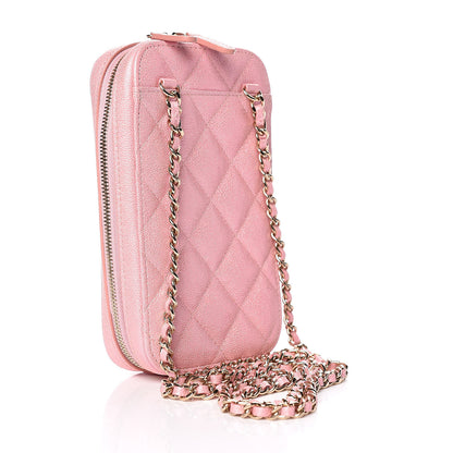 Chanel Iridescent Caviar Quilted Classic Clutch With Chain Pink 3 of 10