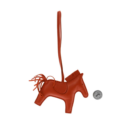 Hermes Milo Lambskin Grigri Rodeo Horse Bag Charm MM Cornaline 2 of 4