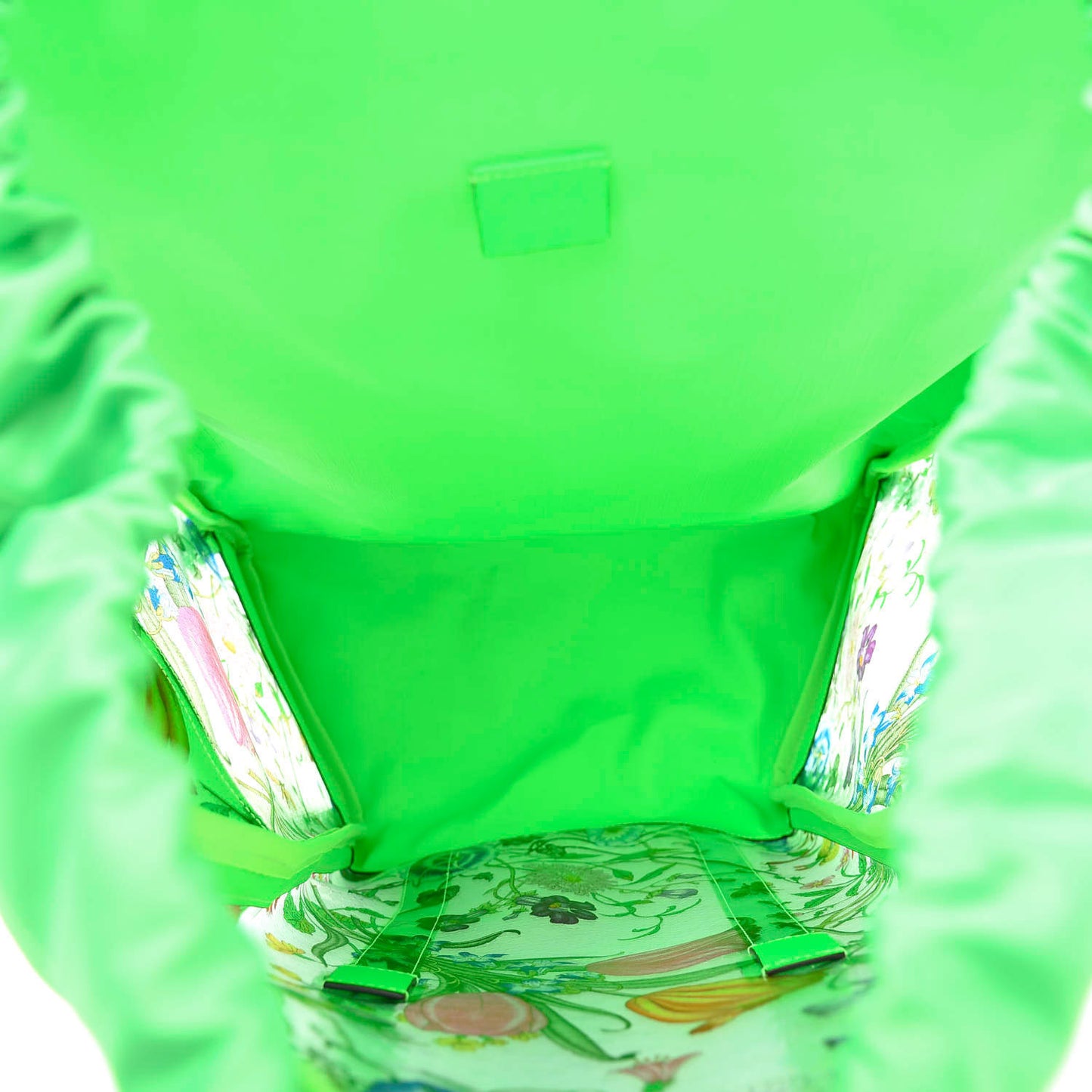 PVC Floral Double Buckle Backpack Fluo Green