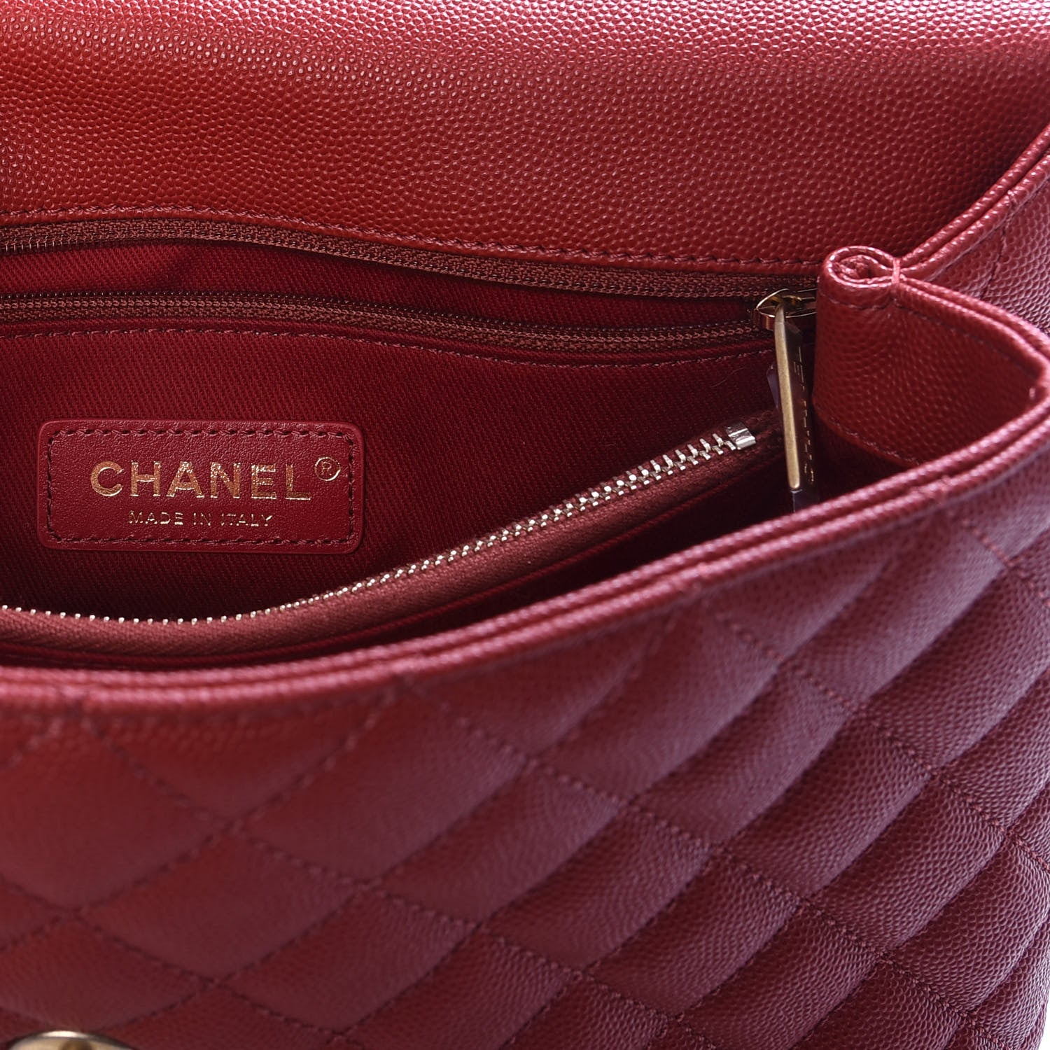 Chanel Caviar Lizard Embossed Quilted Small Coco Handle Flap Red 6 of 9