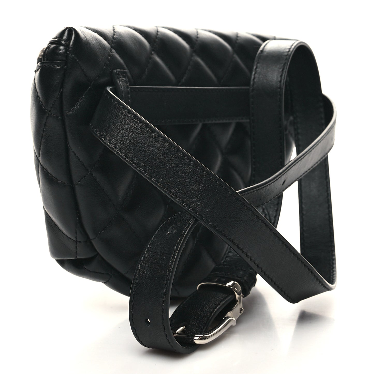 Lambskin Quilted Waist Belt Bag Black