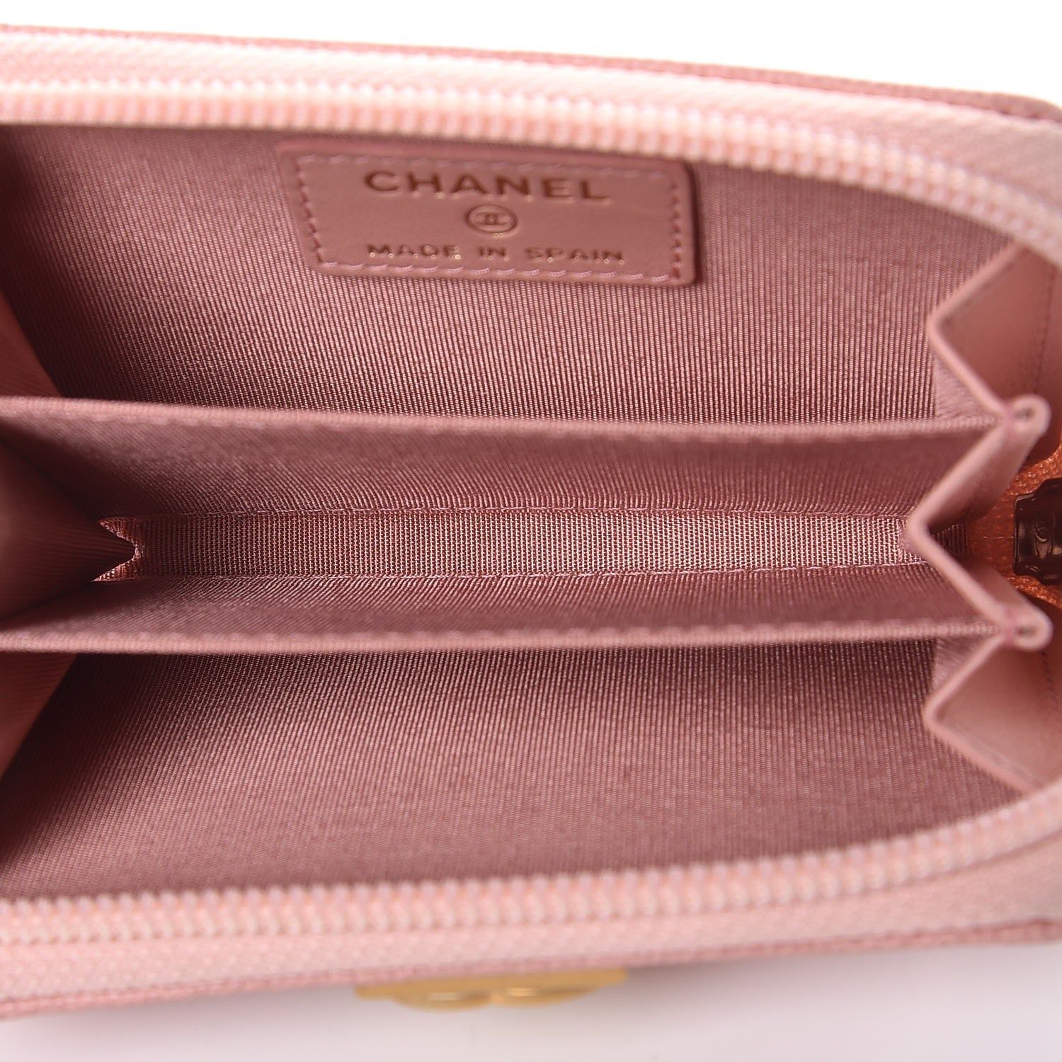 Chanel Caviar Quilted Boy Zip Around Coin Purse Wallet Light Pink 5 of 8