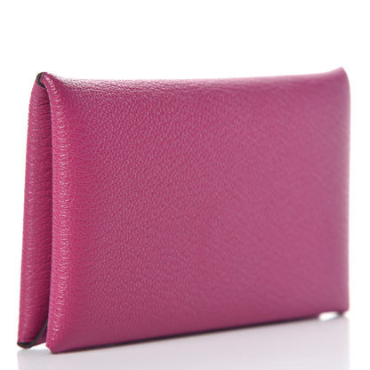 Hermes Chevre Mysore Calvi Card Case Rose Pourpre 3 of 7