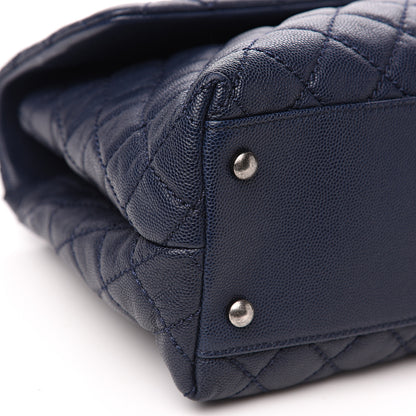 Chanel Caviar Quilted Medium Coco Handle Flap Navy Blue 8 of 9