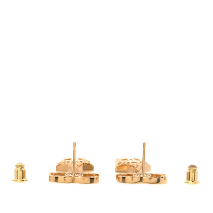 Chanel Metal Crystal Pearl CC Star Earrings Gold Pearly White 3 of 5