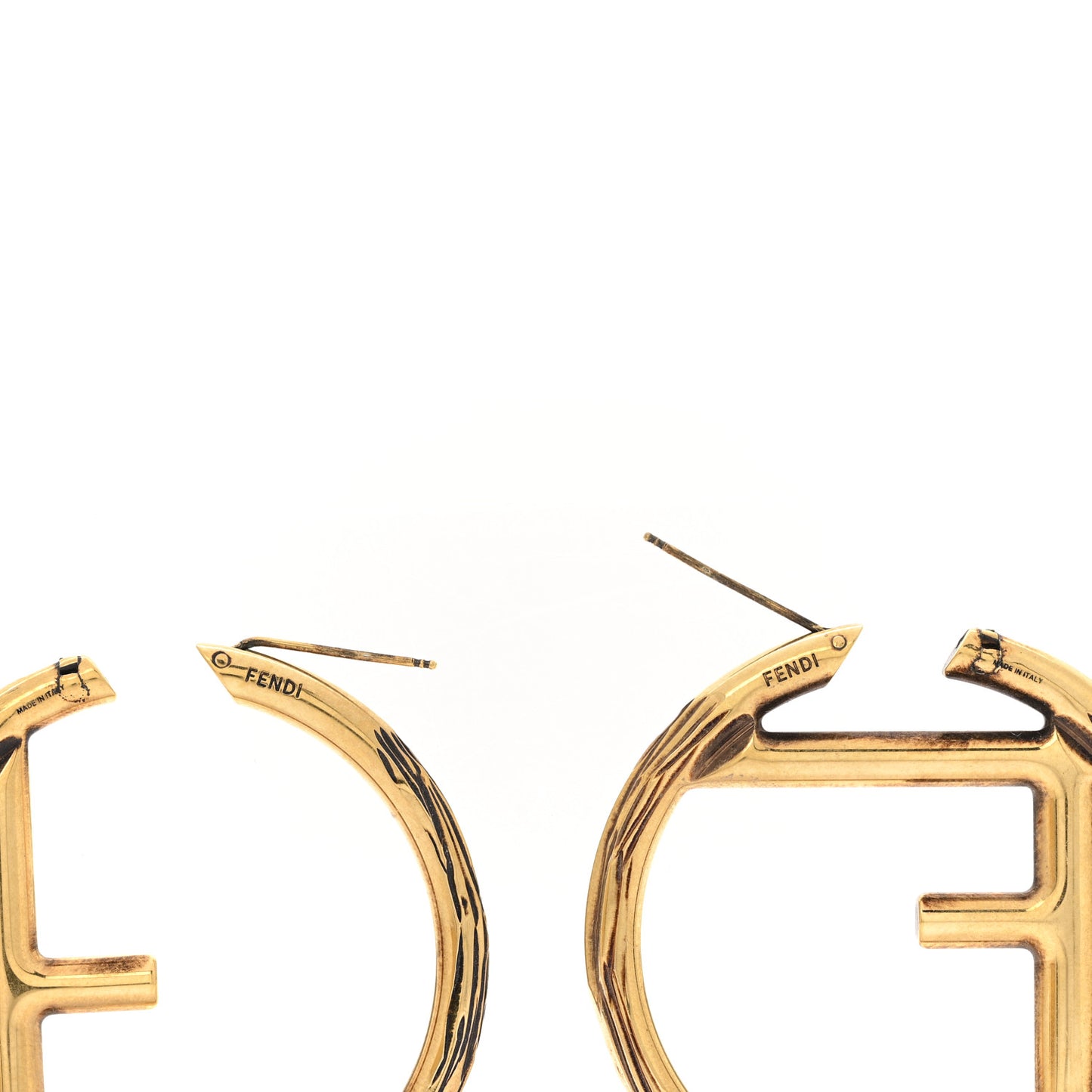 Metal FF Hoop Earrings Gold