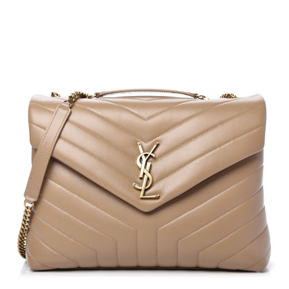 Saint Laurent Calfskin Y Quilted Monogram Medium Loulou Chain Satchel Dark Latte 1 of 11