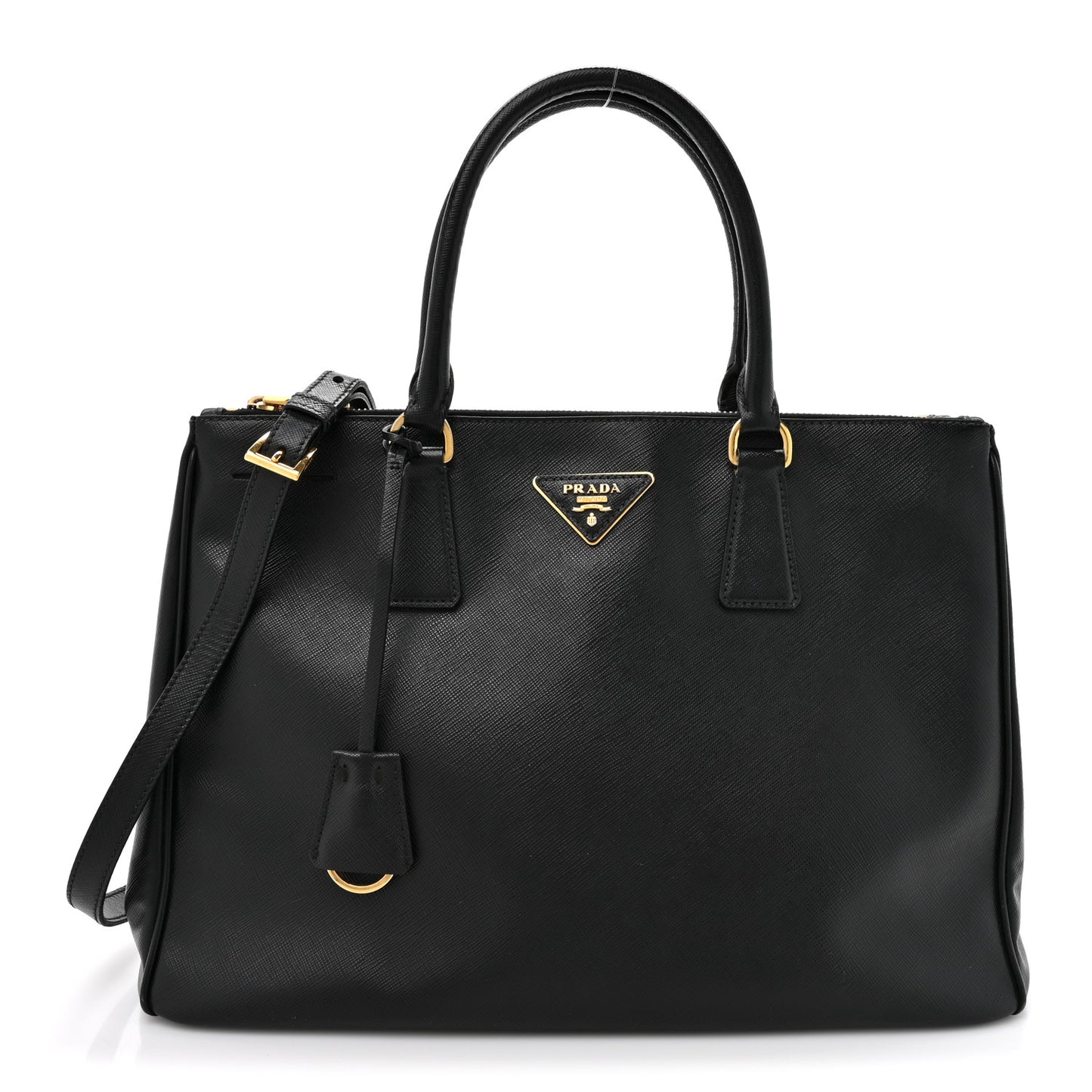 Saffiano Lux Medium Galleria Double Zip Black