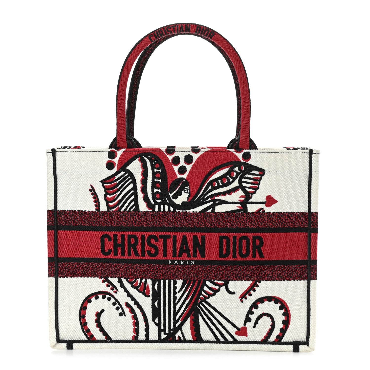 Christian Dior Canvas Embroidered Medium Cupidon Book Tote Latte Multicolor 2 of 10