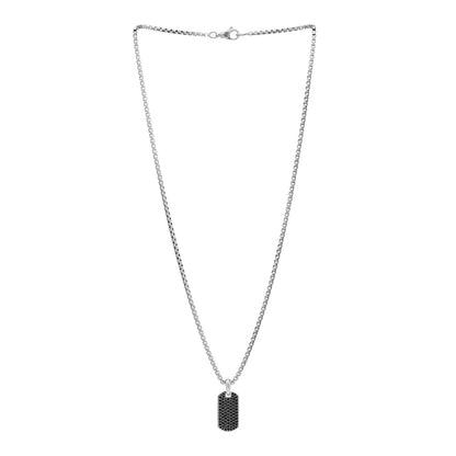 David Yurman Sterling Silver Black Diamond 29mm Streamline Pave Tag Pendant Necklace 3 of 5
