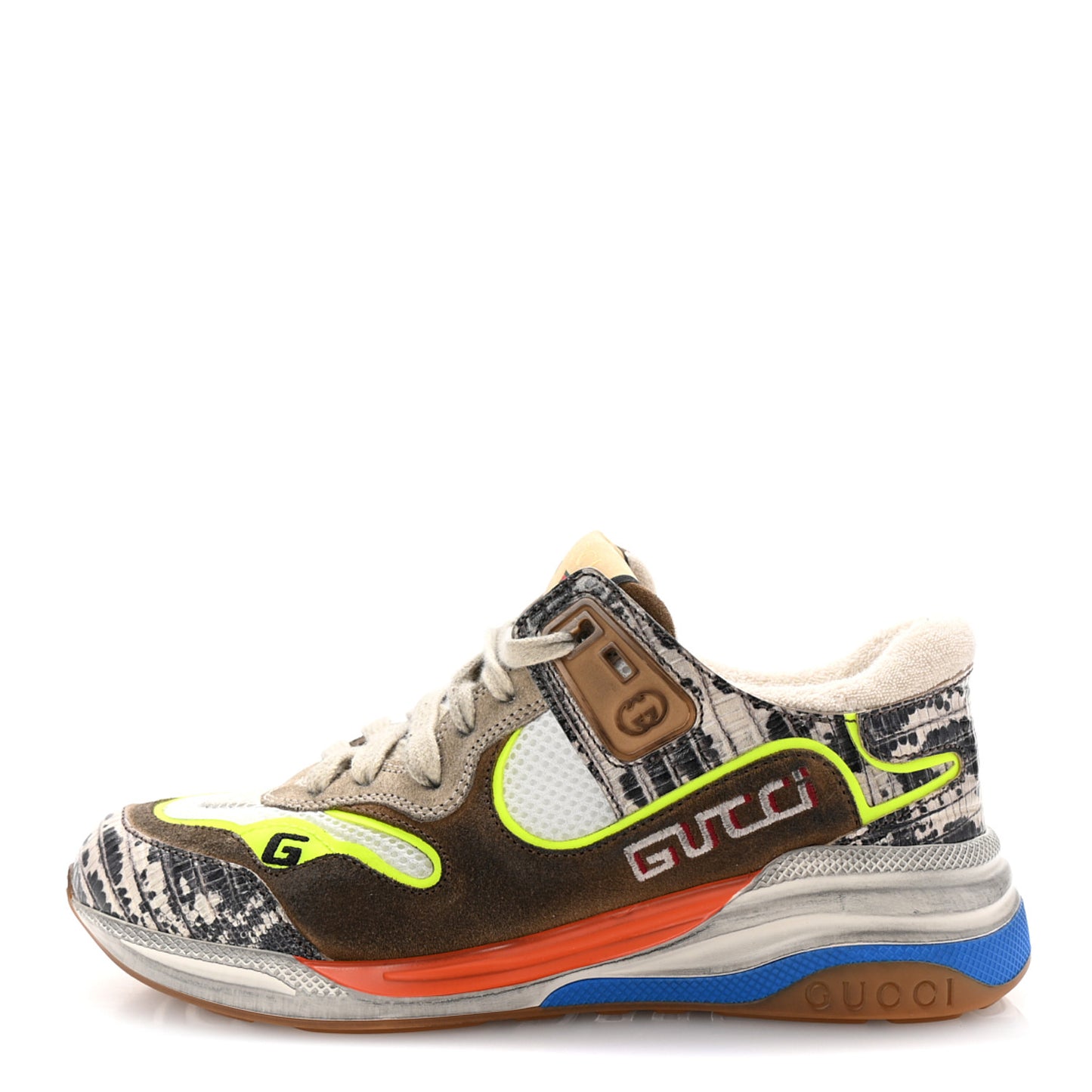 Suede Calfskin Tejus Printed Womens Ultrapace Sneakers 35 Natural Ardesia Neon Yellow