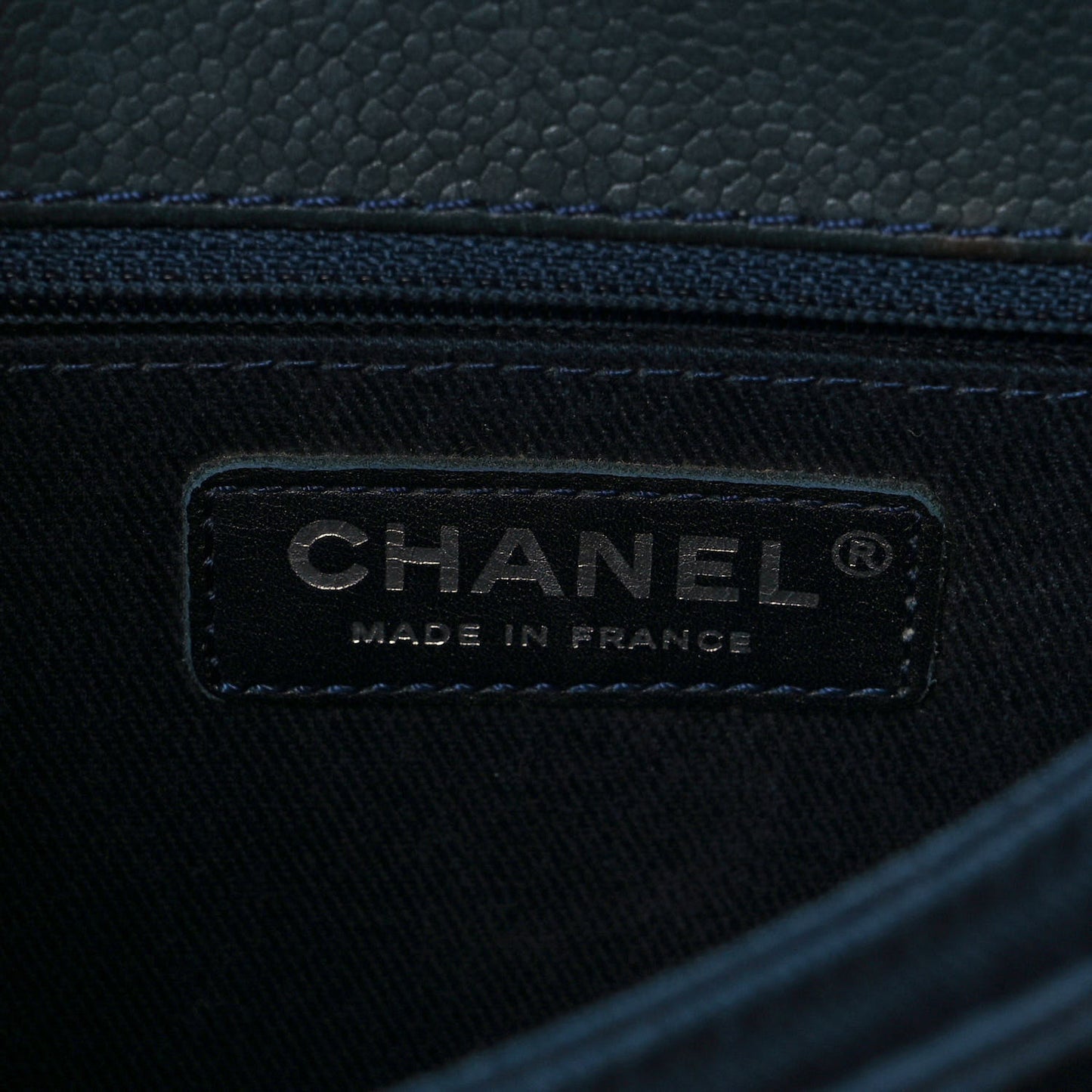 Caviar Quilted Flap With Chain Blue