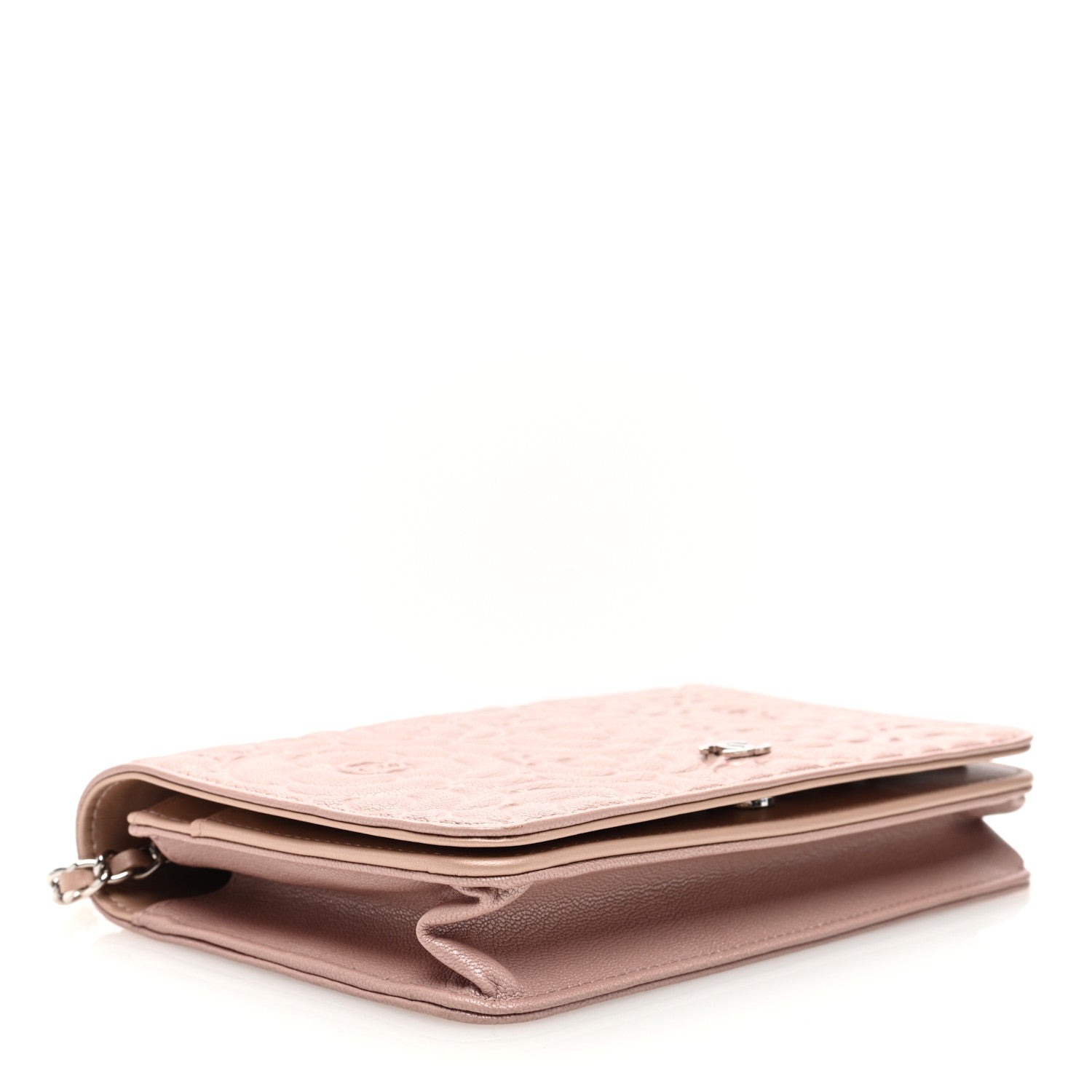 Chanel Caviar Camellia Embossed Wallet On Chain WOC Light Pink 4 of 11