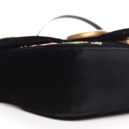 Gucci Velvet Matelasse Loved Embroidered Medium GG Marmont Shoulder Bag Black 9 of 11
