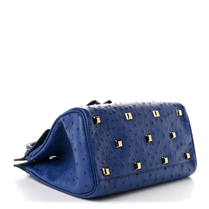 Salvatore Ferragamo Ostritch Medium Studio Top Handle Bag  Admiral Blue 5 of 10