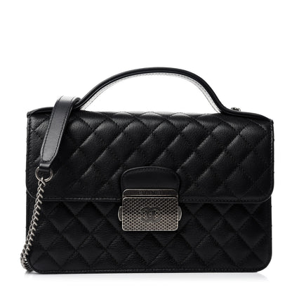 Chanel Goatskin Quilted Small CC University Top Handle Flap Black 1 of 11
