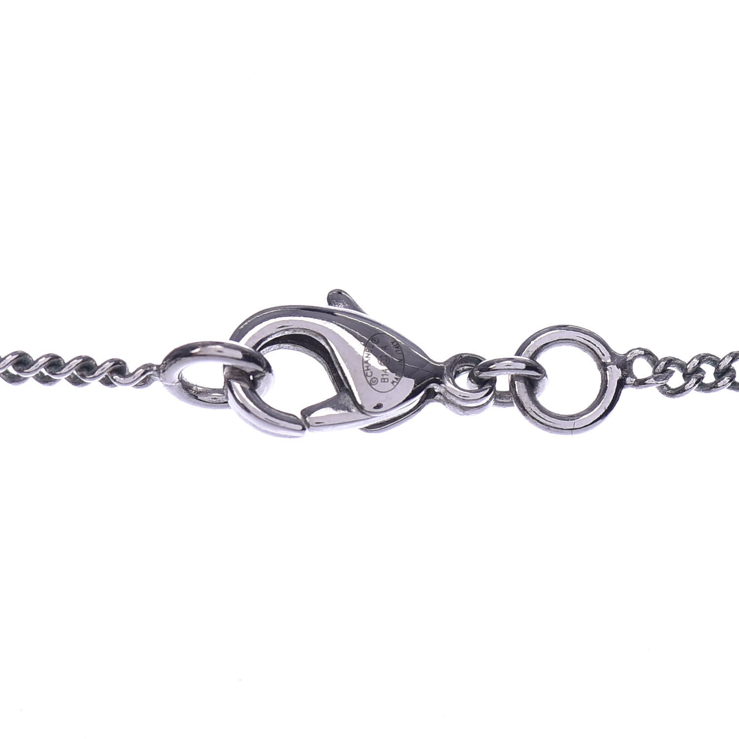 Chanel Baguette Crystal Pearl CC Lariat Necklace Silver 4 of 5