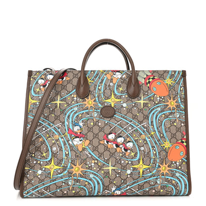 Gucci X DISNEY GG Supreme Monogram Donald Duck Retro Interlocking G Shopping Tote Beige Multicolor New Acero 1 of 11