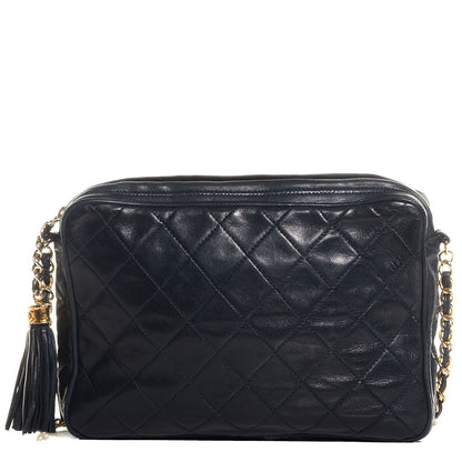 Chanel Lambskin Quilted Tassel Camera Case Navy 1 of 8