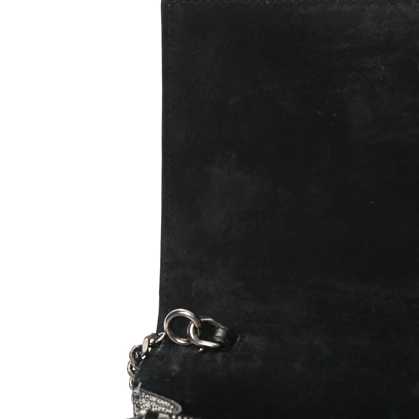 Metallic Calfskin Classic Monogram Kate Tassel Chain Wallet Gun Metal