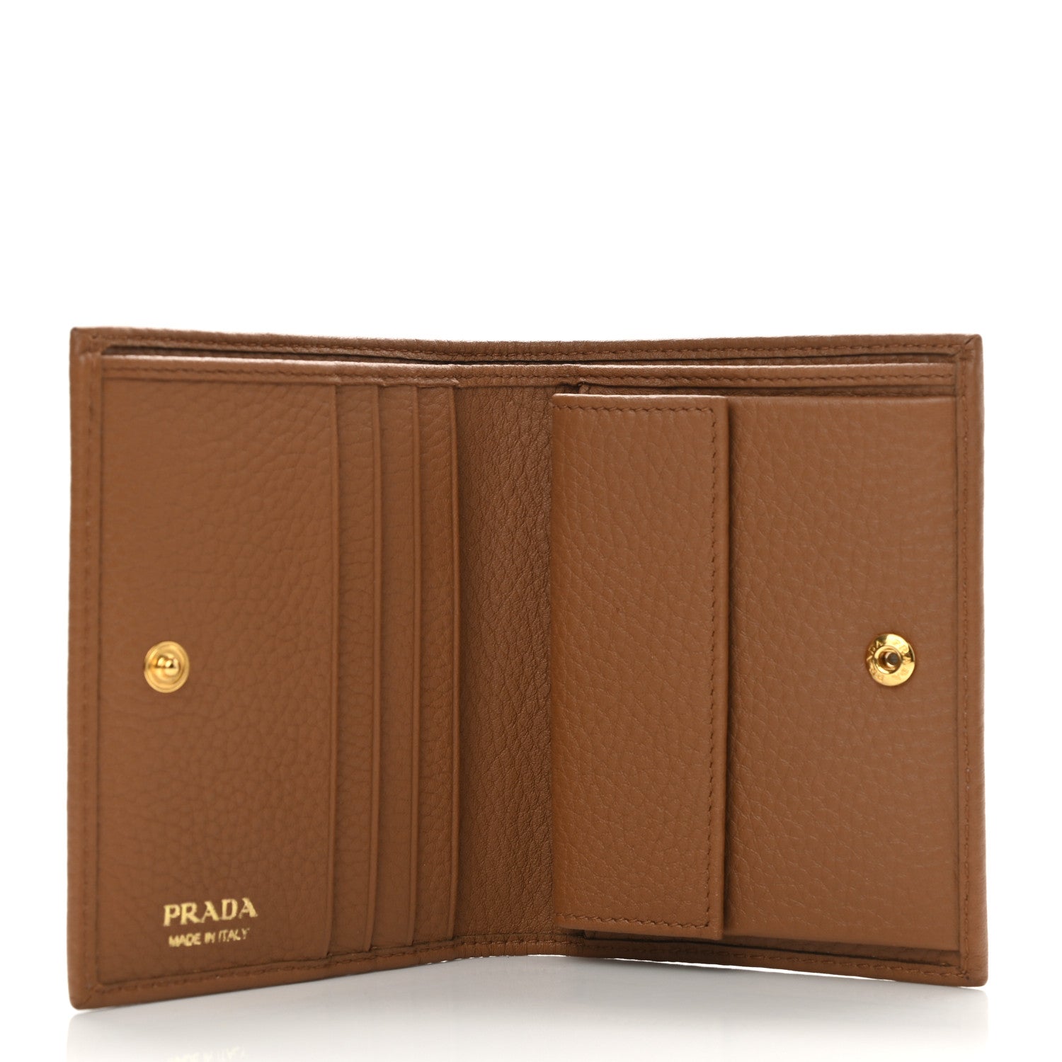 Prada Vitello Daino Small Bi-Fold Wallet Caramel 5 of 9