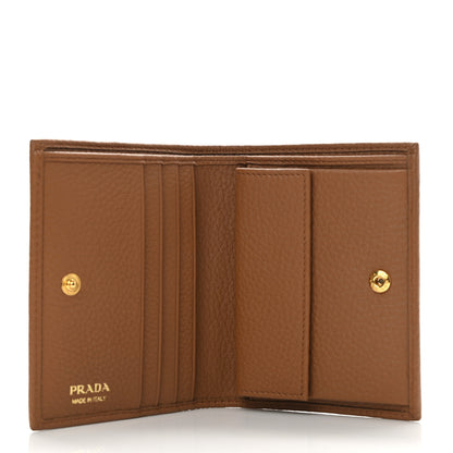 Prada Vitello Daino Small Bi-Fold Wallet Caramel 5 of 9