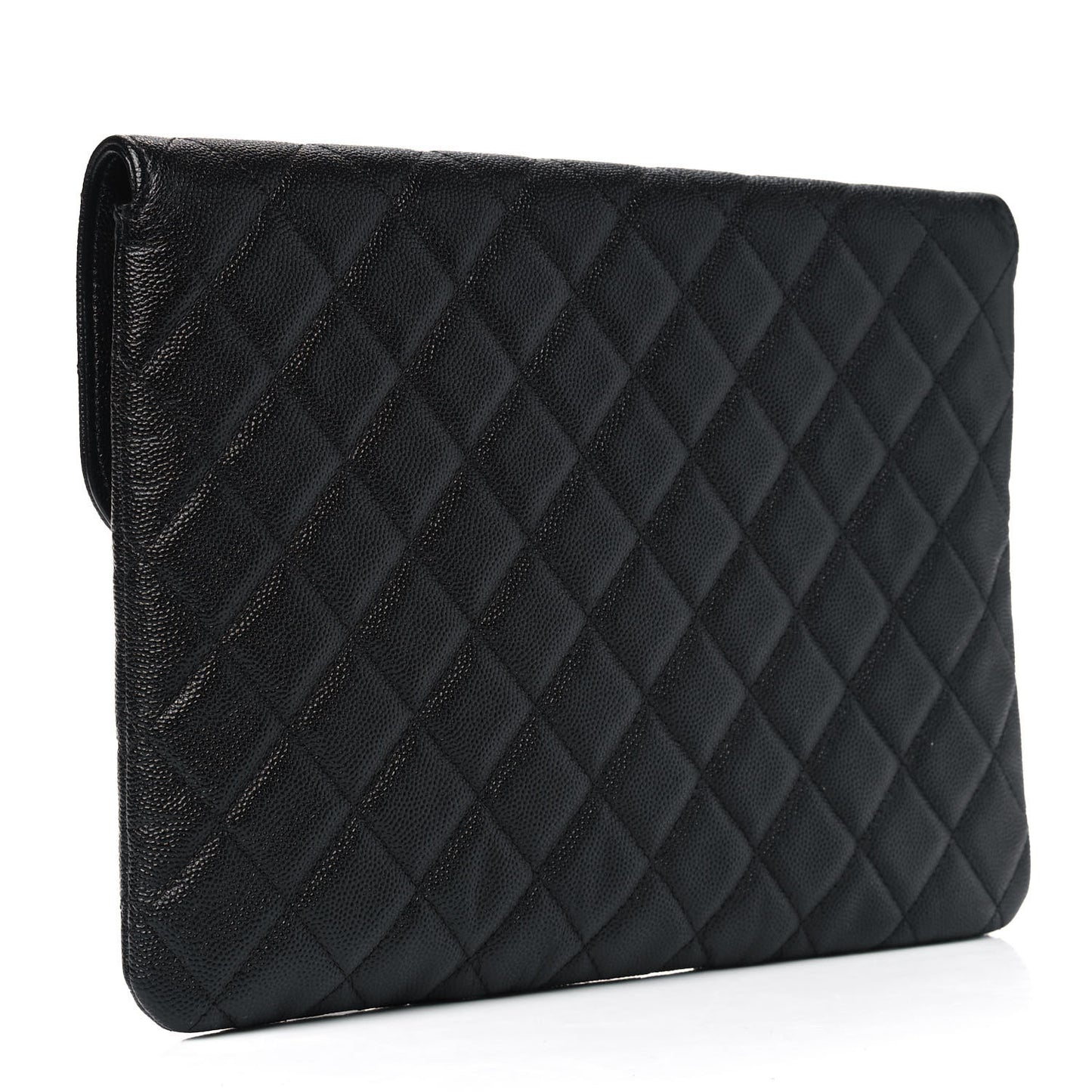 Caviar Quilted Medium Golden Class Pouch Black