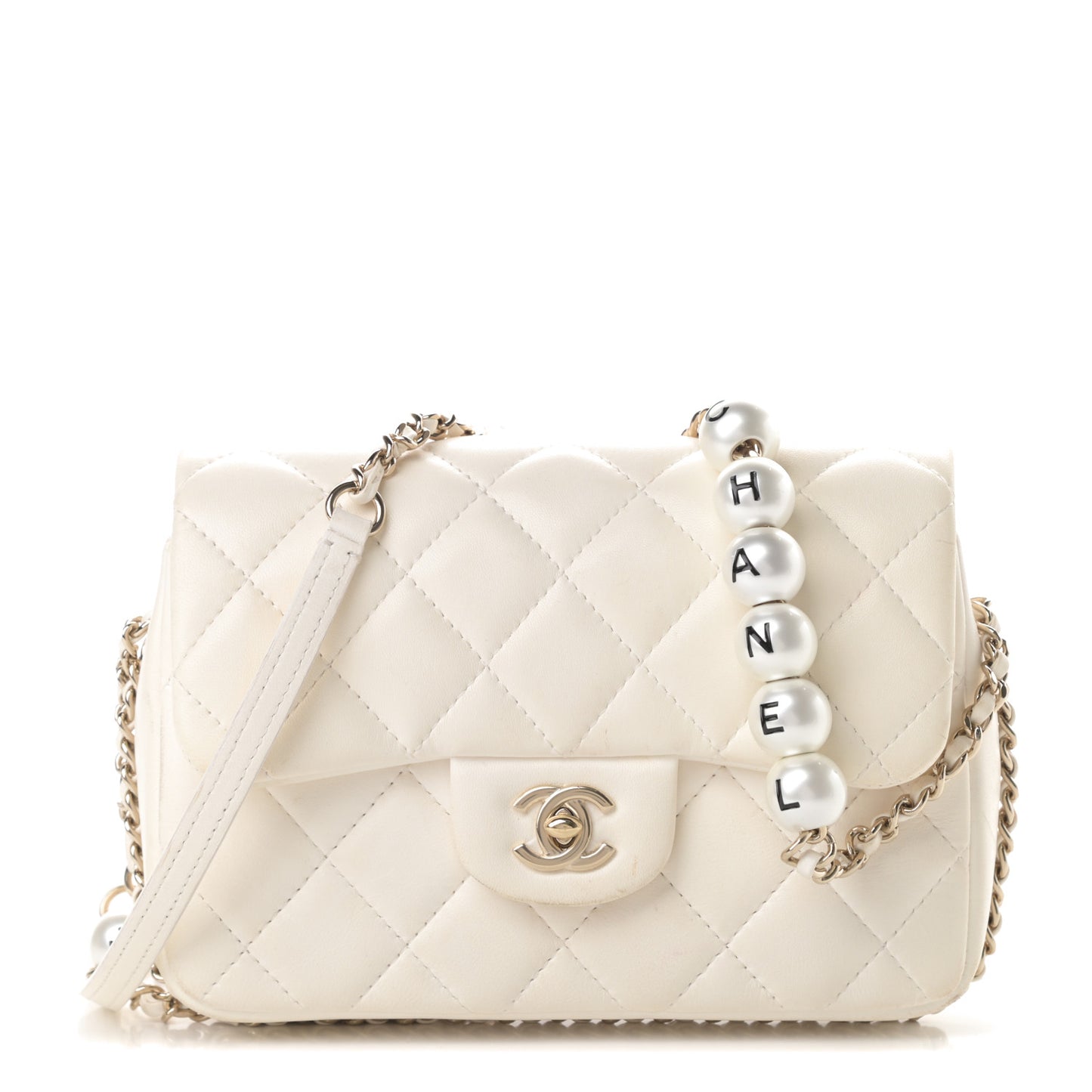 Lambskin Quilted Small My Precious Flap White