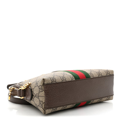 Gucci GG Supreme Monogram Textured Dollar Calfskin Web Small Ophidia Dome Shoulder Bag Beige Ebony New Acero 4 of 10