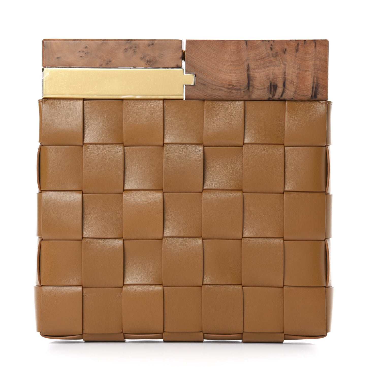 Nappa Intrecciato The Snap Clutch Camel Naturale
