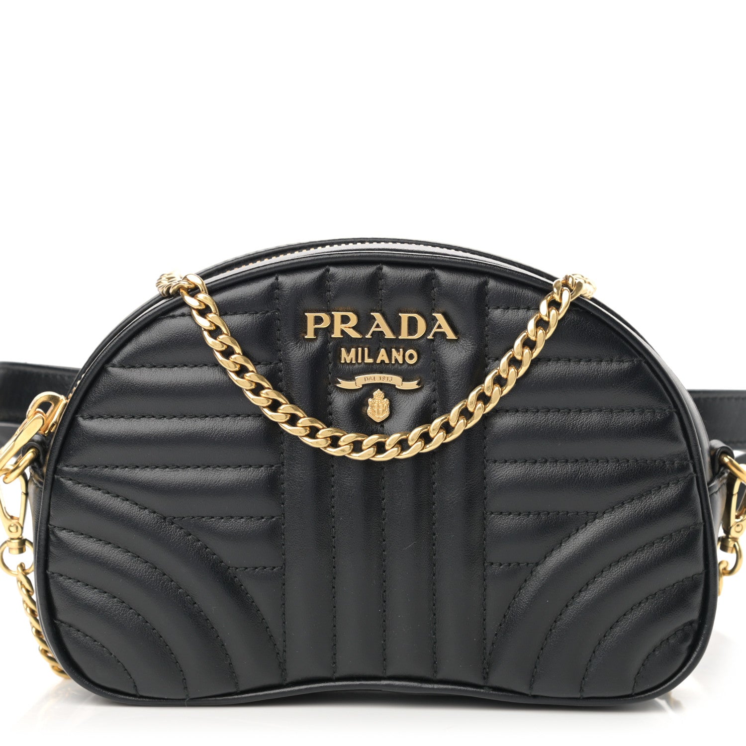 Prada Soft Calfskin Impunture Diagramme Belt Bag Black 8 of 14