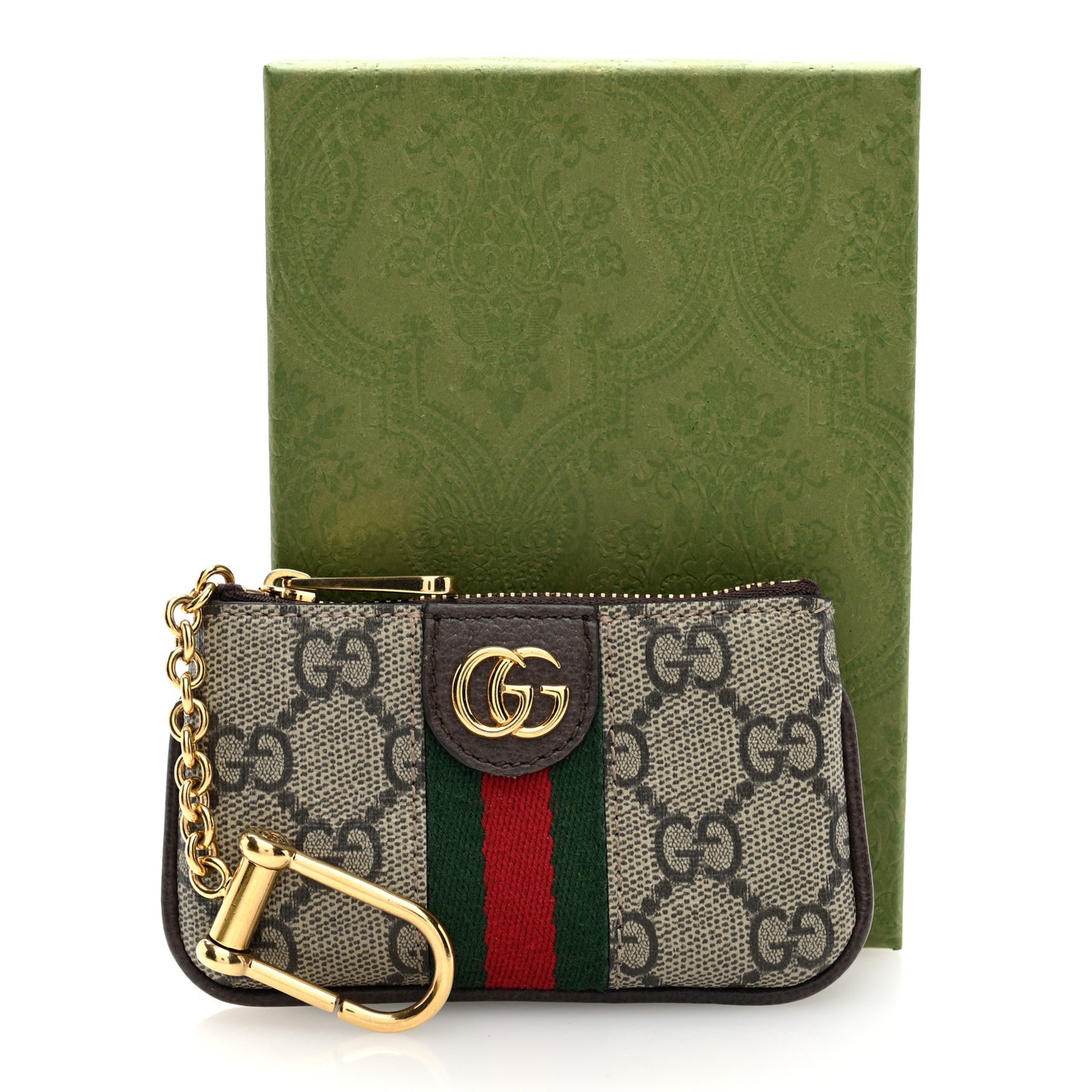GG Supreme Monogram Web Ophidia Key Case Beige New Acero