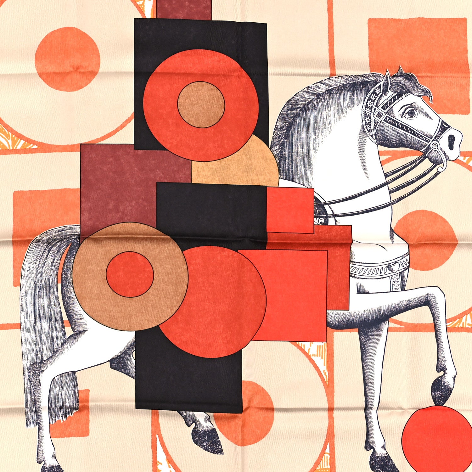 Hermes Silk Cavalier En Formes Scarf 90 Camel Orange Brique 2 of 4