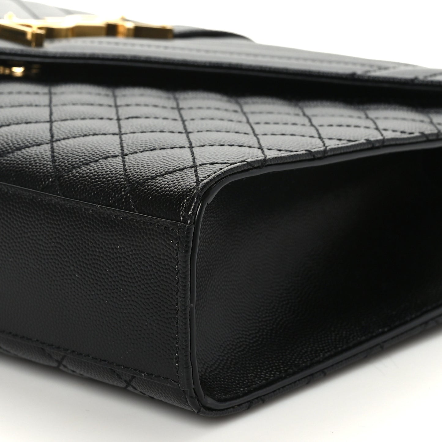 Grain De Poudre Textured Mixed Matelasse Large Triquilt Monogram Satchel Black