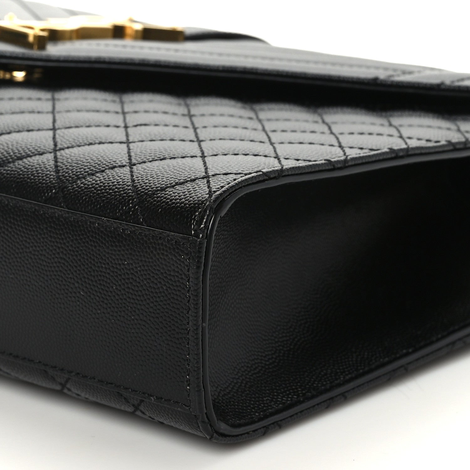 Saint Laurent Grain De Poudre Textured Mixed Matelasse Large Triquilt Monogram Satchel Black 8 of 8