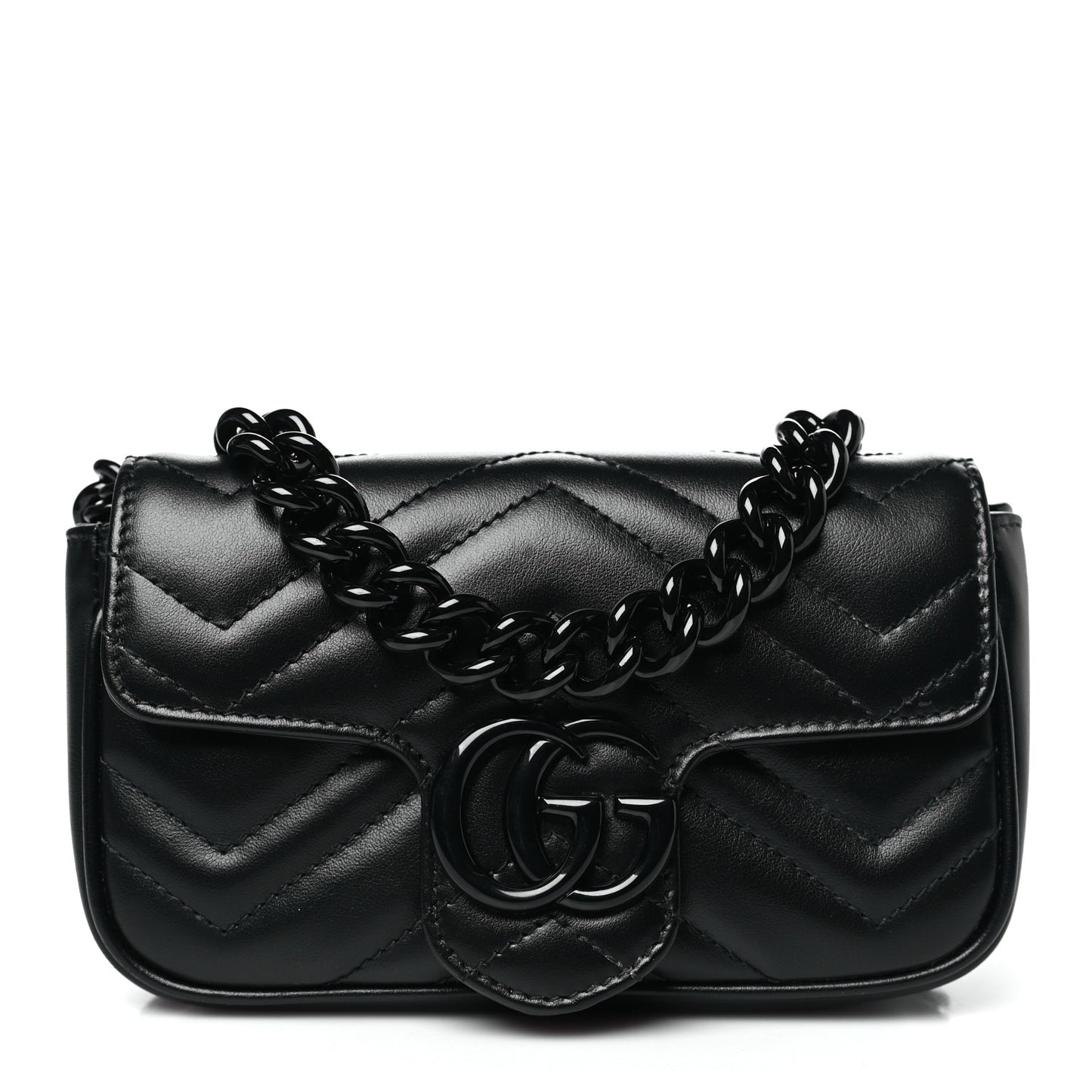 Calfskin Matelasse Monochrome GG Marmont Chain Belt Bag Black