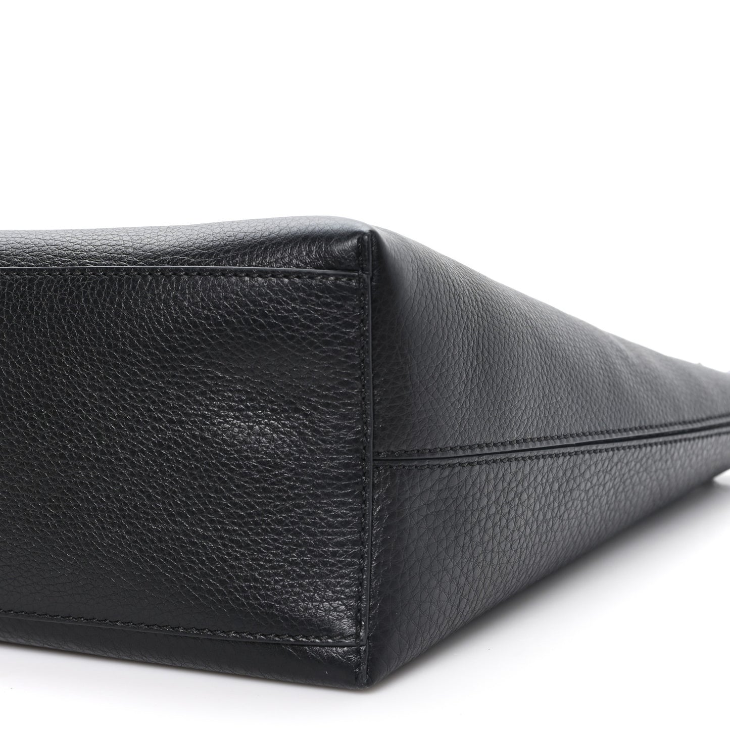 Grained Calfskin Rockstud Shoulder Tote Black
