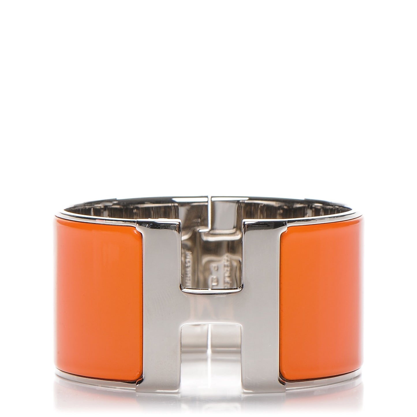 Enamel Clic Clac H Extra Wide Bracelet GM Orange