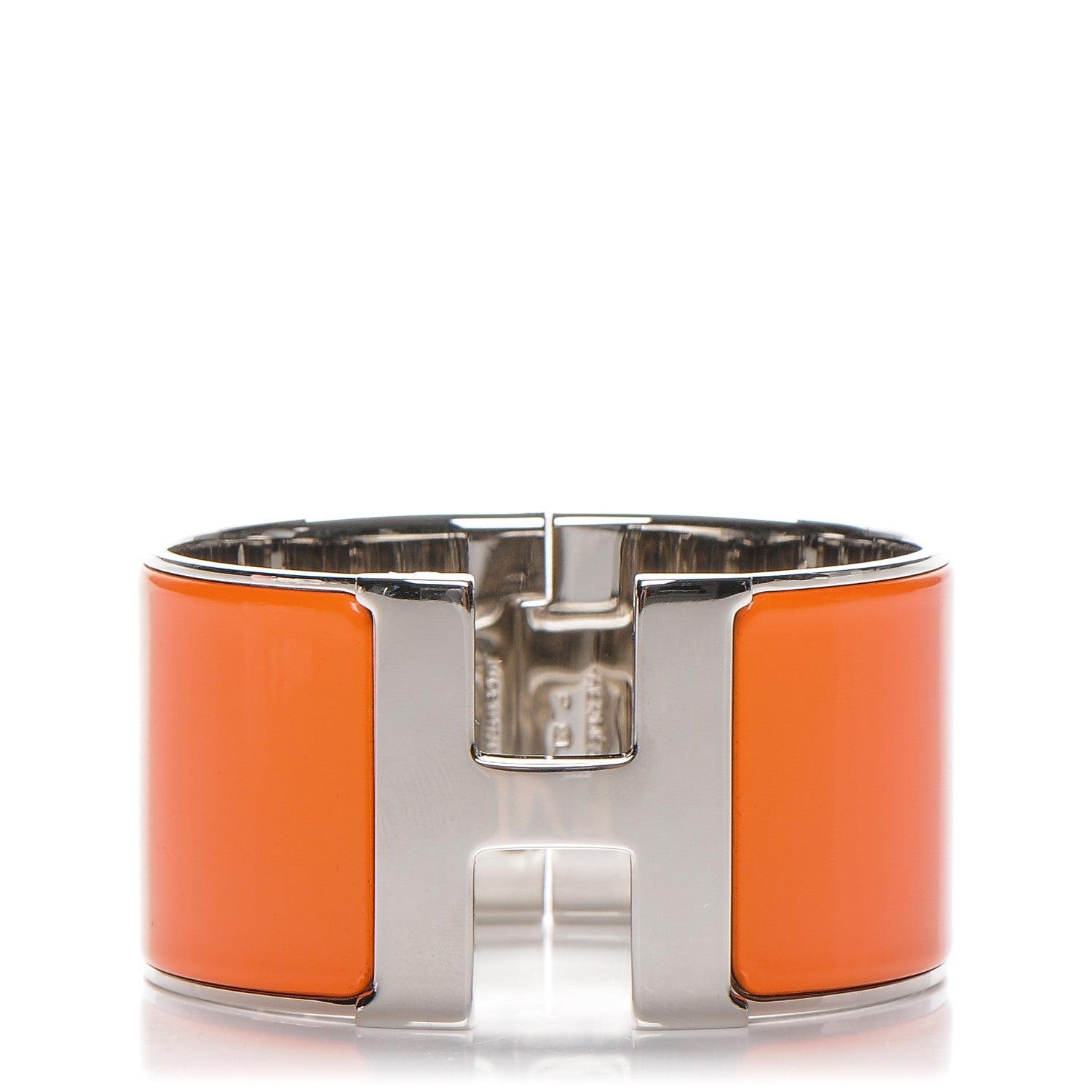 Hermes Enamel Clic Clac H Extra Wide Bracelet GM Orange 1 of 4