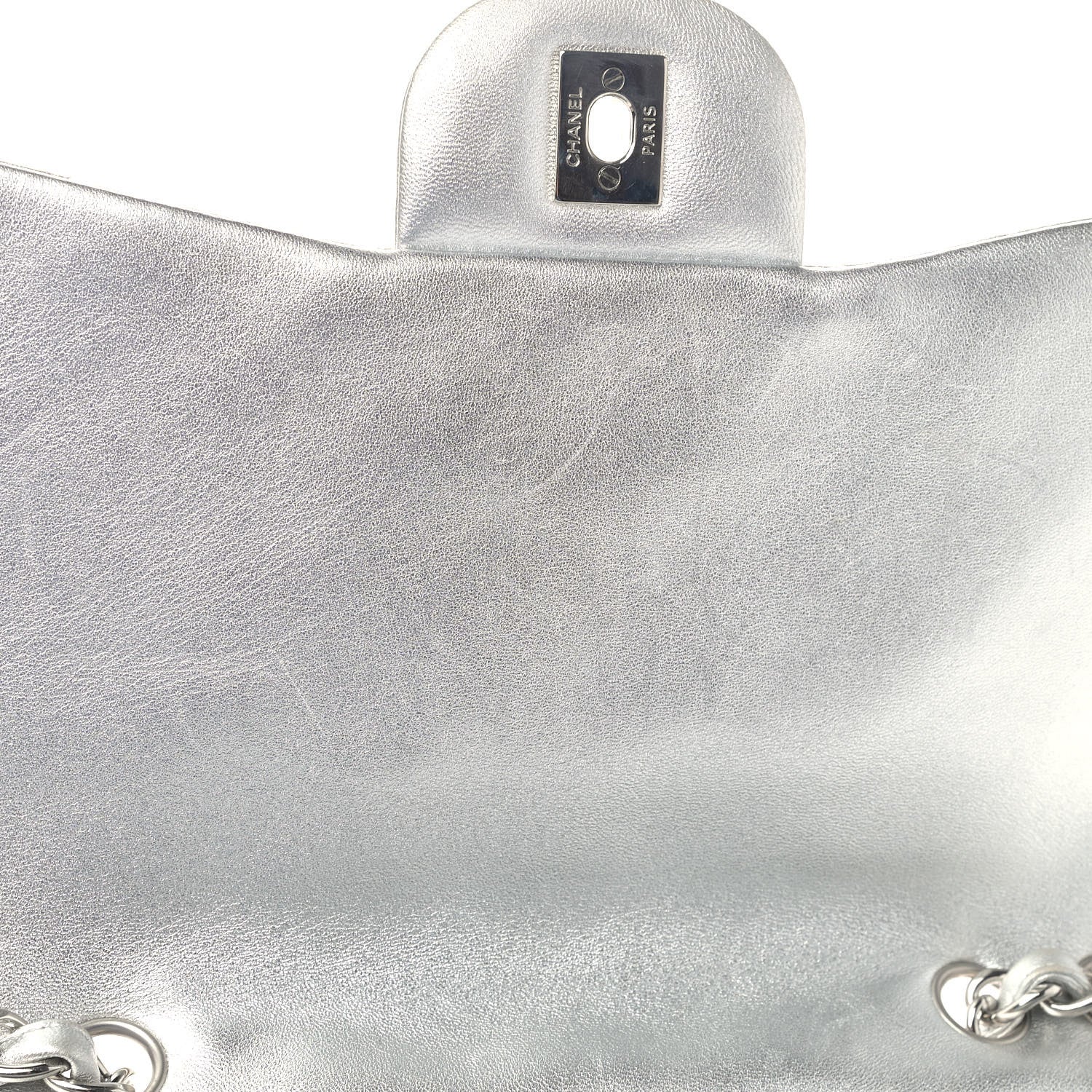 Chanel Metallic Lambskin Quilted Jumbo Single Flap Silver 14 of 17