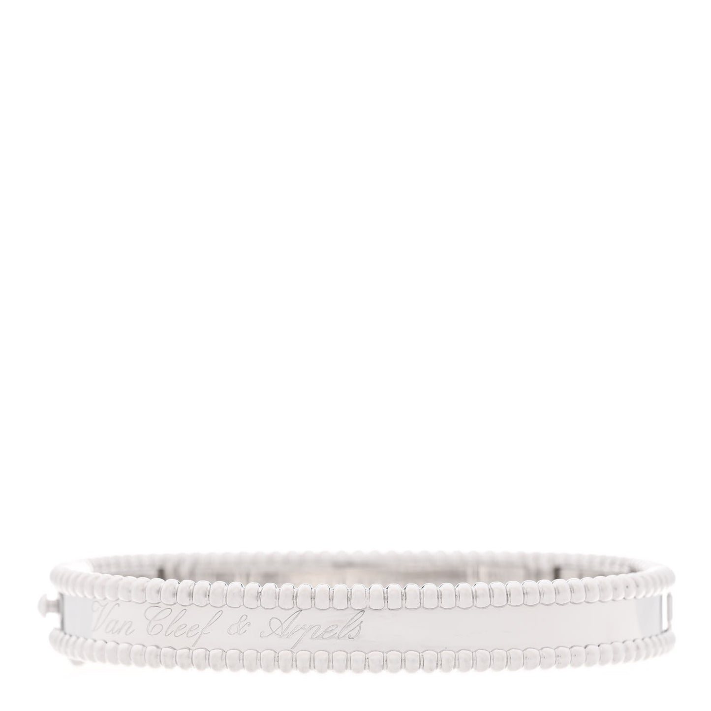 18K White Gold Perlee Signature Bangle Bracelet S