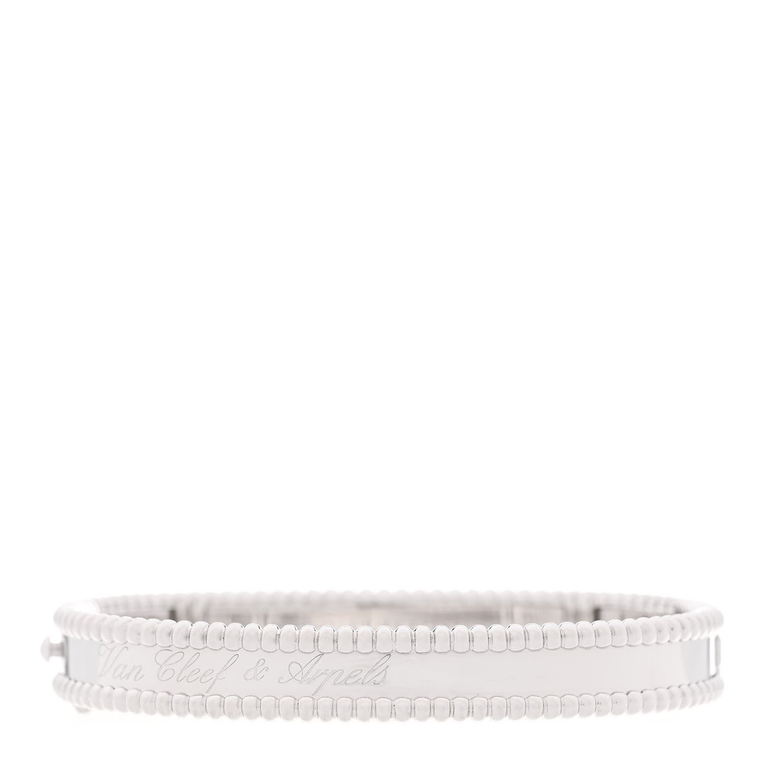 Van Cleef & Arpels 18K White Gold Perlee Signature Bangle Bracelet S 1 of 3