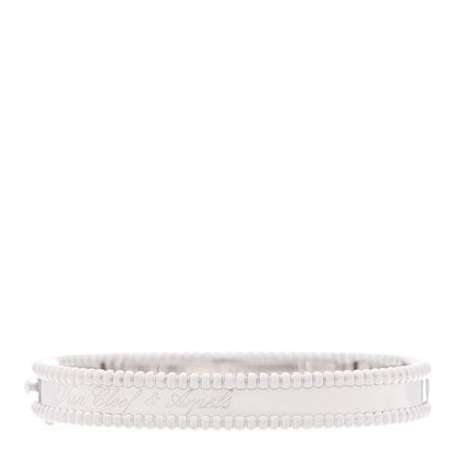 Van Cleef & Arpels 18K White Gold Perlee Signature Bangle Bracelet S 1 of 3