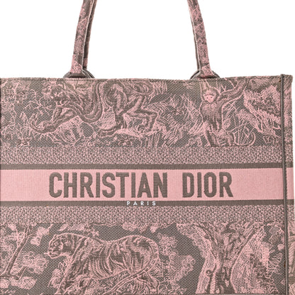Christian Dior Canvas Embroidered Medium Dioriviera Toile De Jouy Book Tote Pink Grey 8 of 10