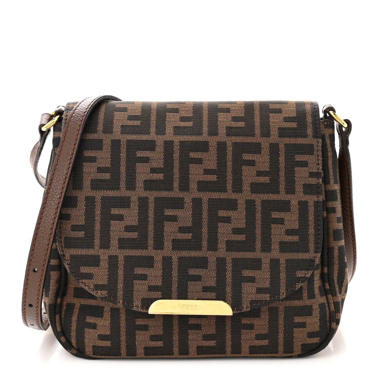 Fendi Zucca Vitello Artic Small Messenger Bag Tobacco Castagna 1 of 11